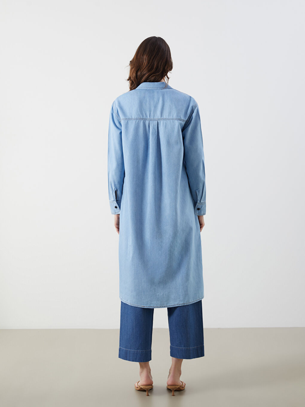 Collared Neck Women's Denim Tunic-3