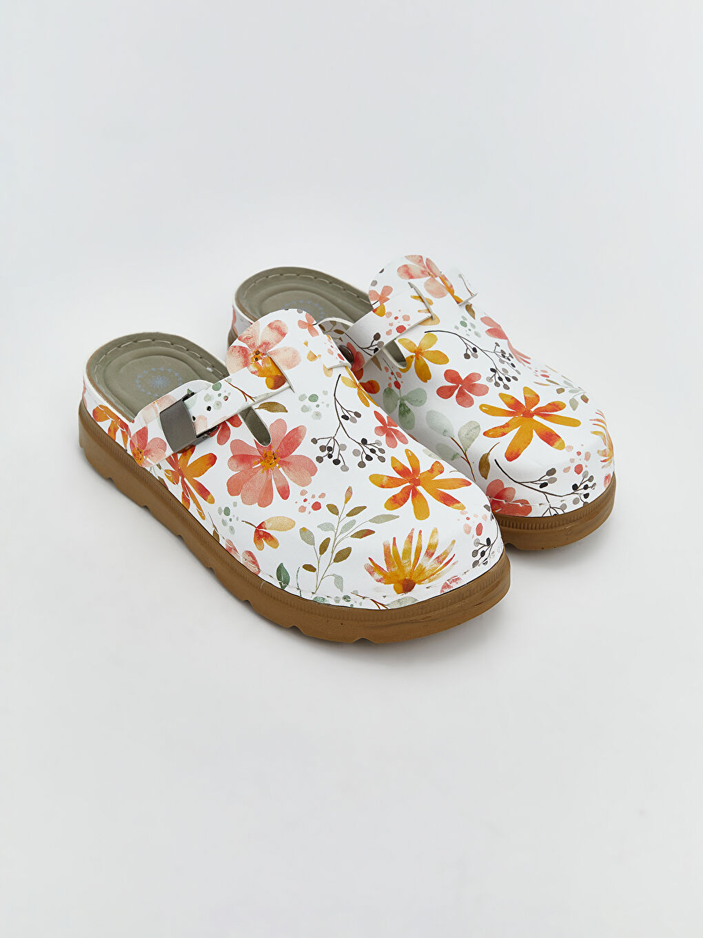 Karışık Tek Bantlı Çiçek Desenli Kadın Terlik