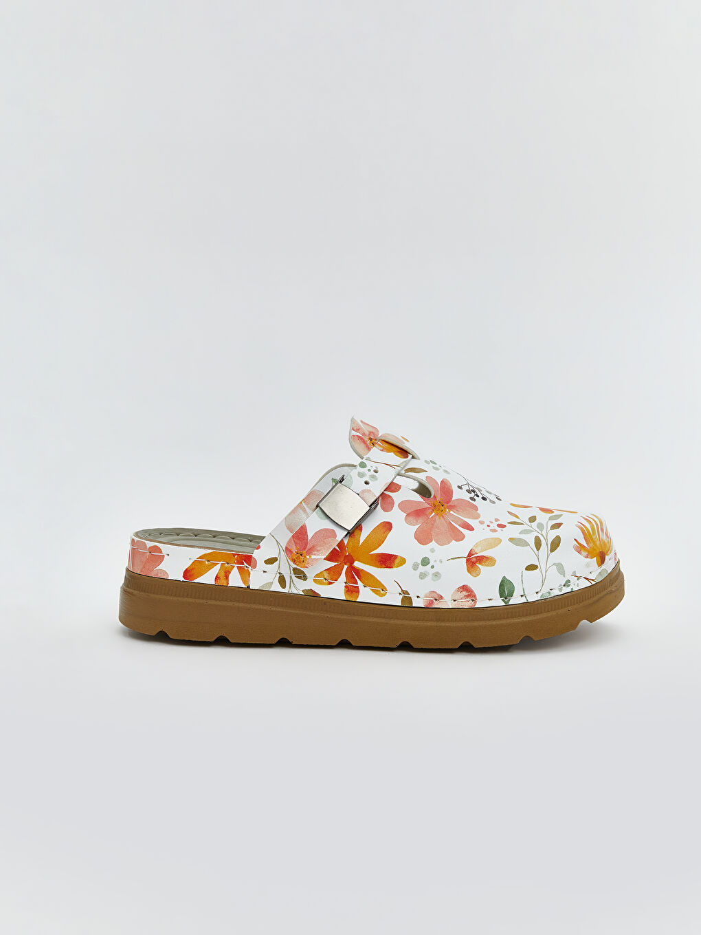 Karışık Tek Bantlı Çiçek Desenli Kadın Terlik-1