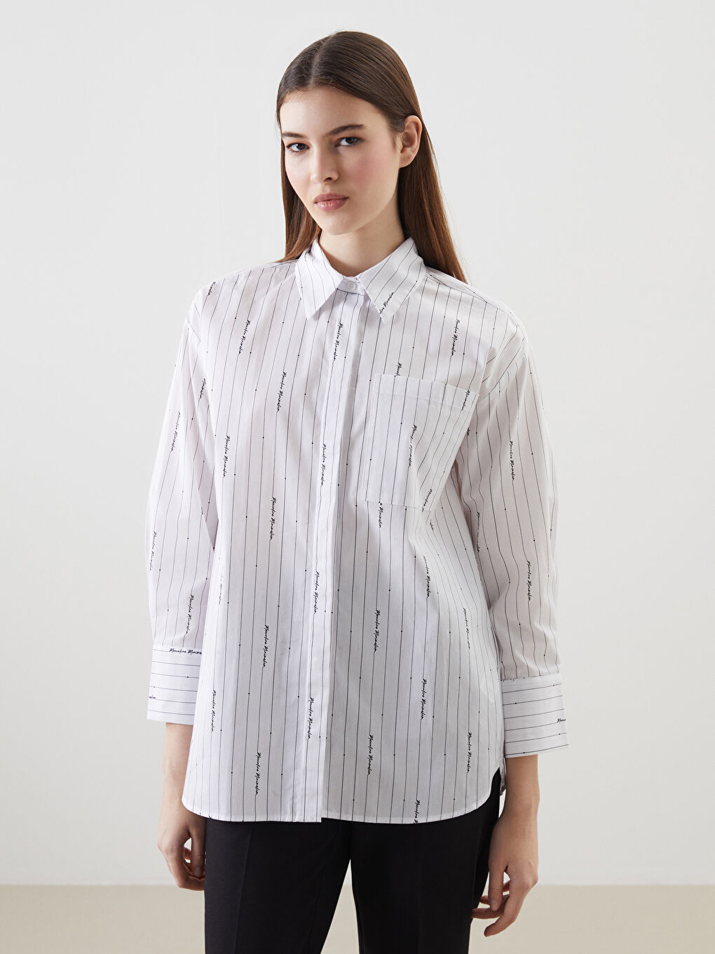 LCW Modest Ekru Oversize Poplin Kadın Gömlek Tunik