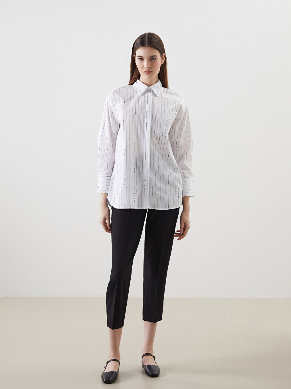 LCW Modest Ekru Oversize Poplin Kadın Gömlek Tunik - 1