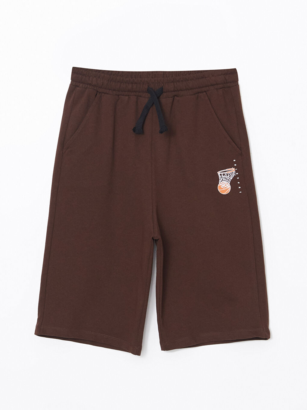 Kahverengi Beli Lastikli Erkek Çocuk Şort