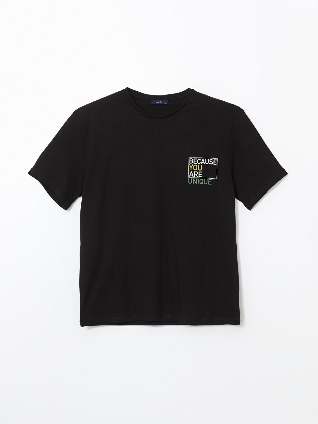 Siyah Bisiklet Yaka Baskılı Penye Erkek Pijama Üst