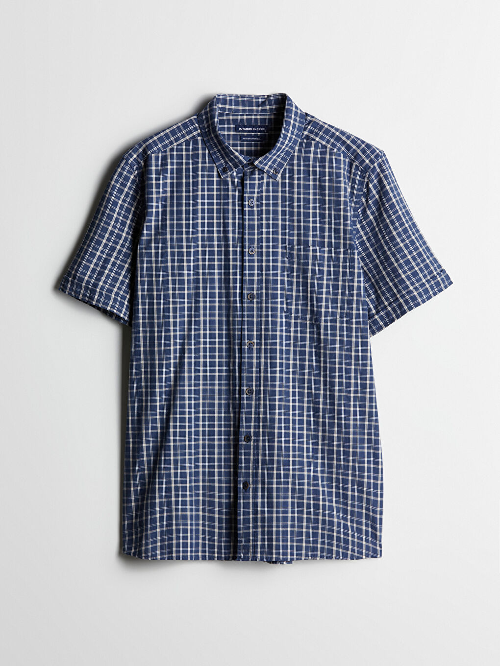 قميص بوبلين كاروهات كم قصير بقصة عادية للرجال-4