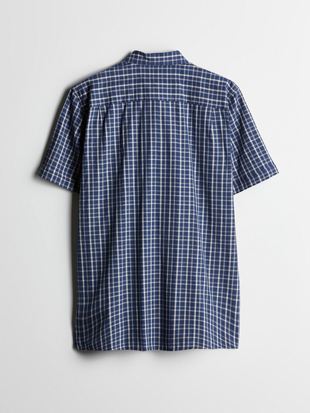 قميص بوبلين كاروهات كم قصير بقصة عادية للرجال-5