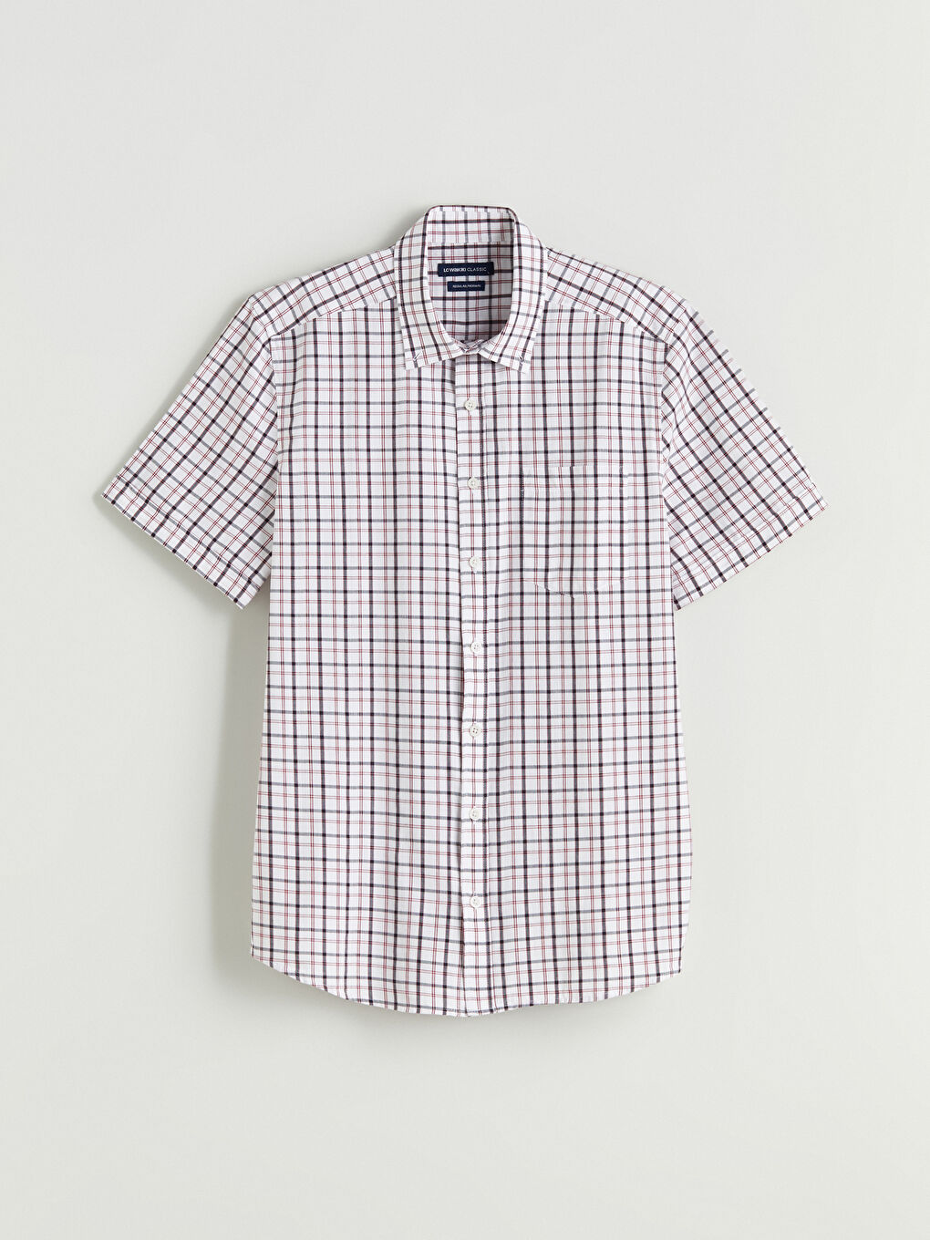 Kırmızı Regular Fit Kısa Kollu Ekose Poplin Erkek Gömlek-4