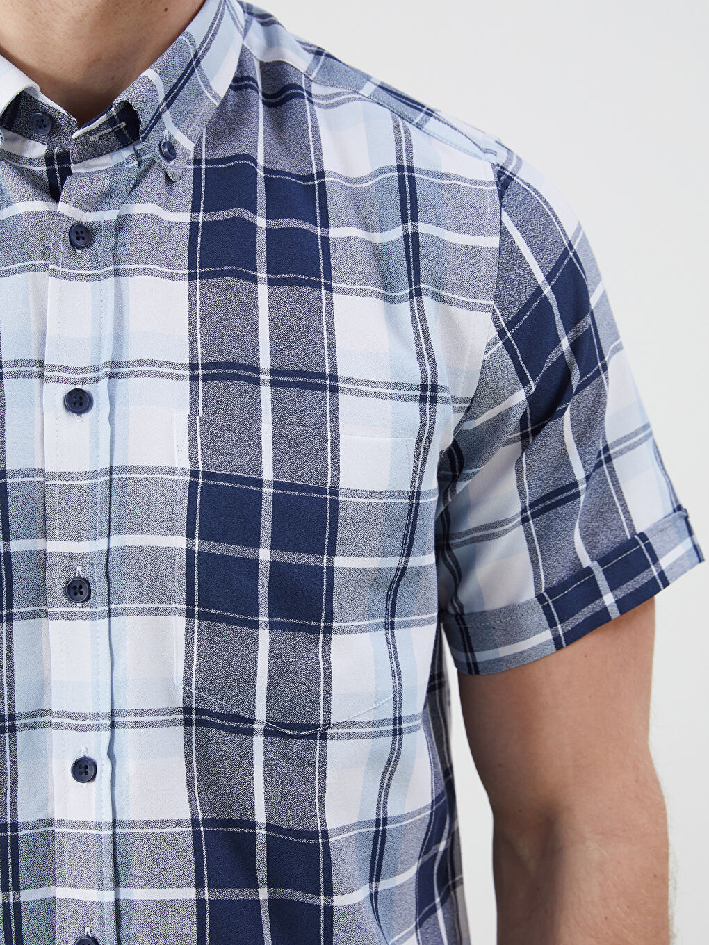 Mavi Regular Fit Kısa Kollu Ekose Erkek Gömlek-2