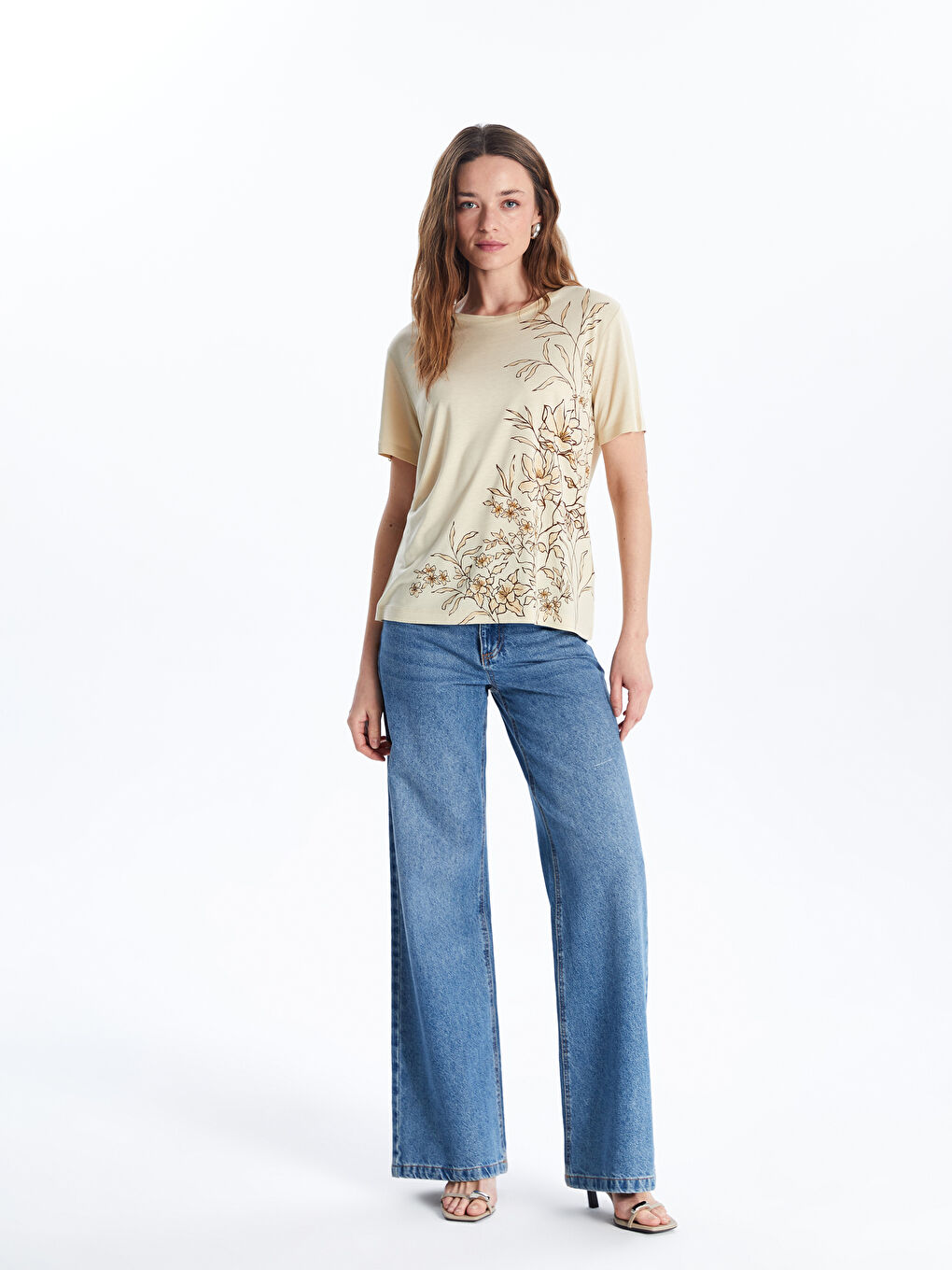 Crew Neck Floral Women's T-Shirt -S5KS56Z8-G7K