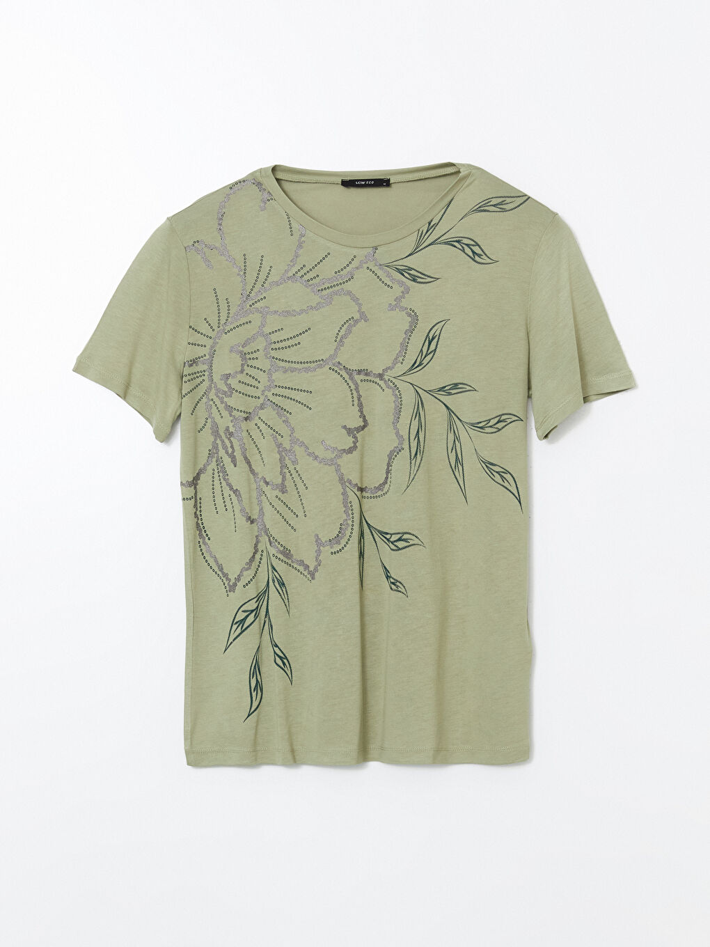 Crew Neck Floral Women's T-Shirt -S5KS56Z8-GHY