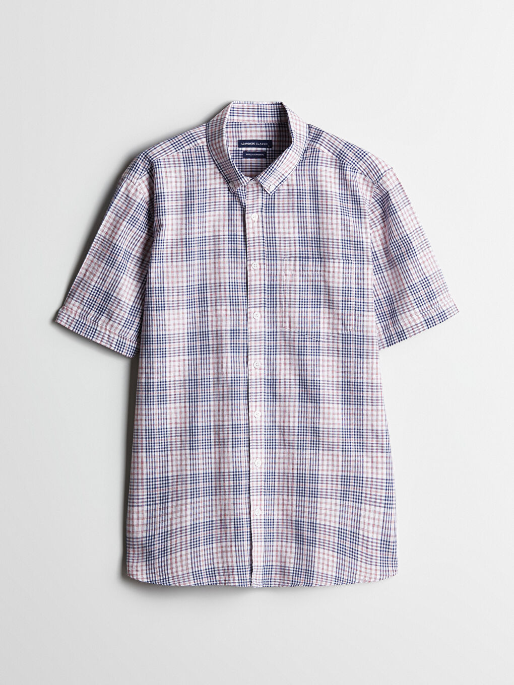 Kırmızı Regular Fit Kısa Kollu Ekose Poplin Erkek Gömlek-5