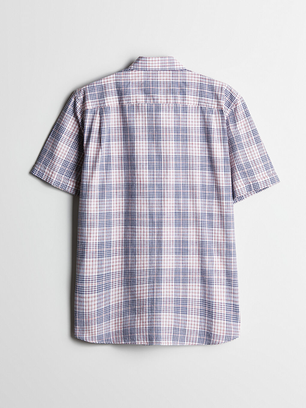 Kırmızı Regular Fit Kısa Kollu Ekose Poplin Erkek Gömlek-6