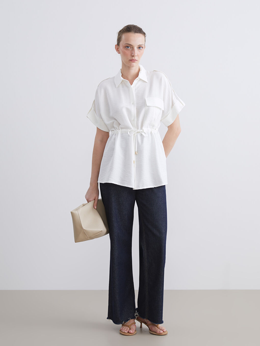 LCW Comfort قميص أبيض امرأة -S5KS68Z8-Q6K