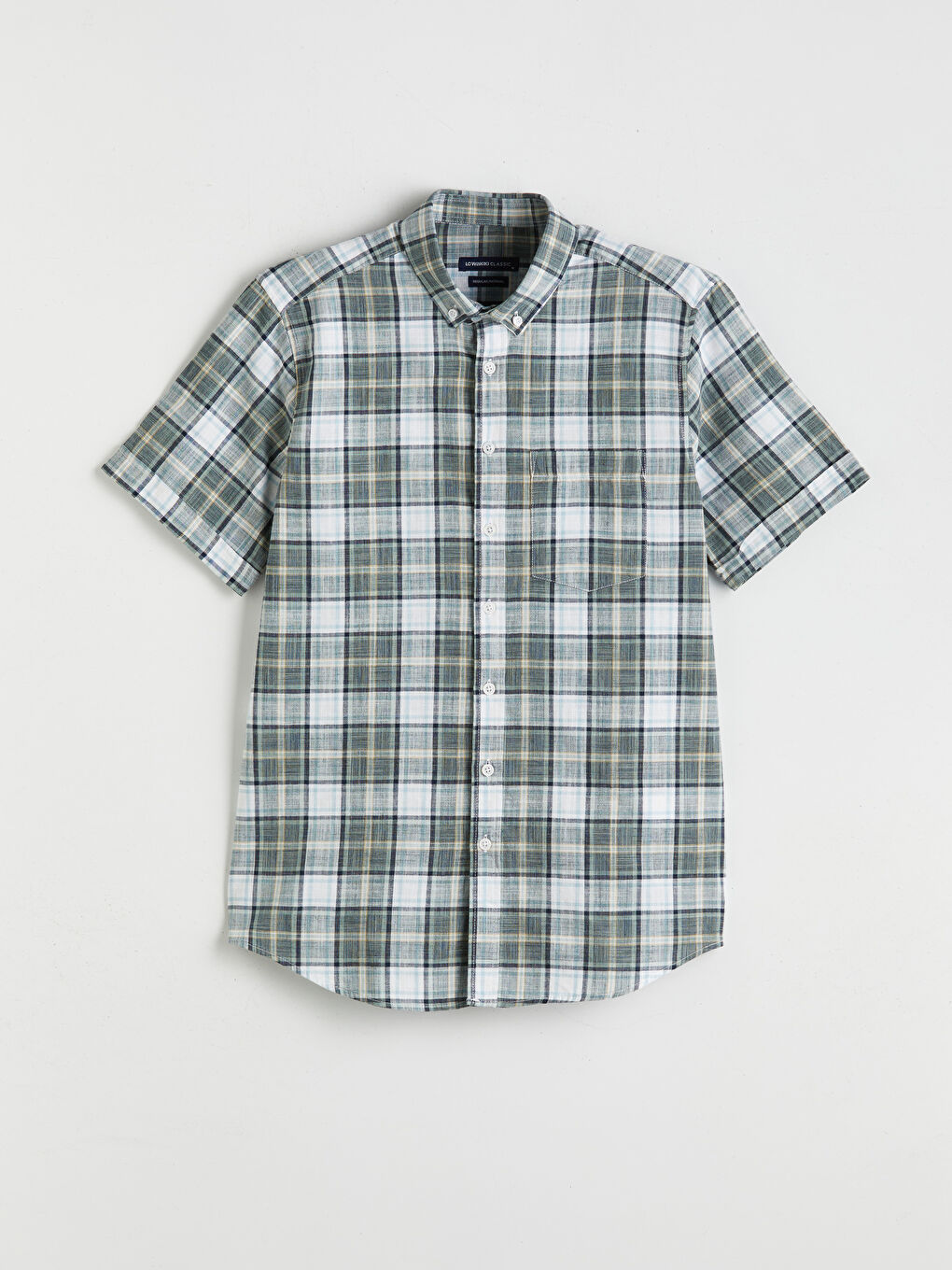 Yeşil Regular Fit Kısa Kollu Ekose Erkek Gömlek-4