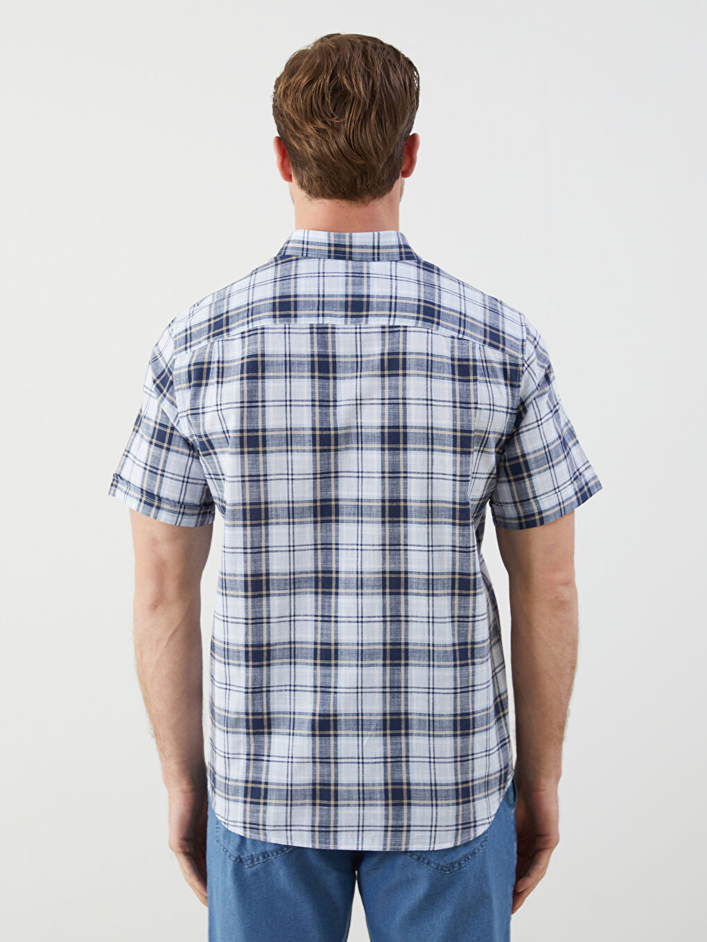 İndigo Regular Fit Kısa Kollu Ekose Erkek Gömlek-3