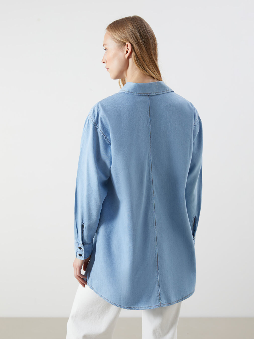 Tunique en jean à col pour Femmes-3