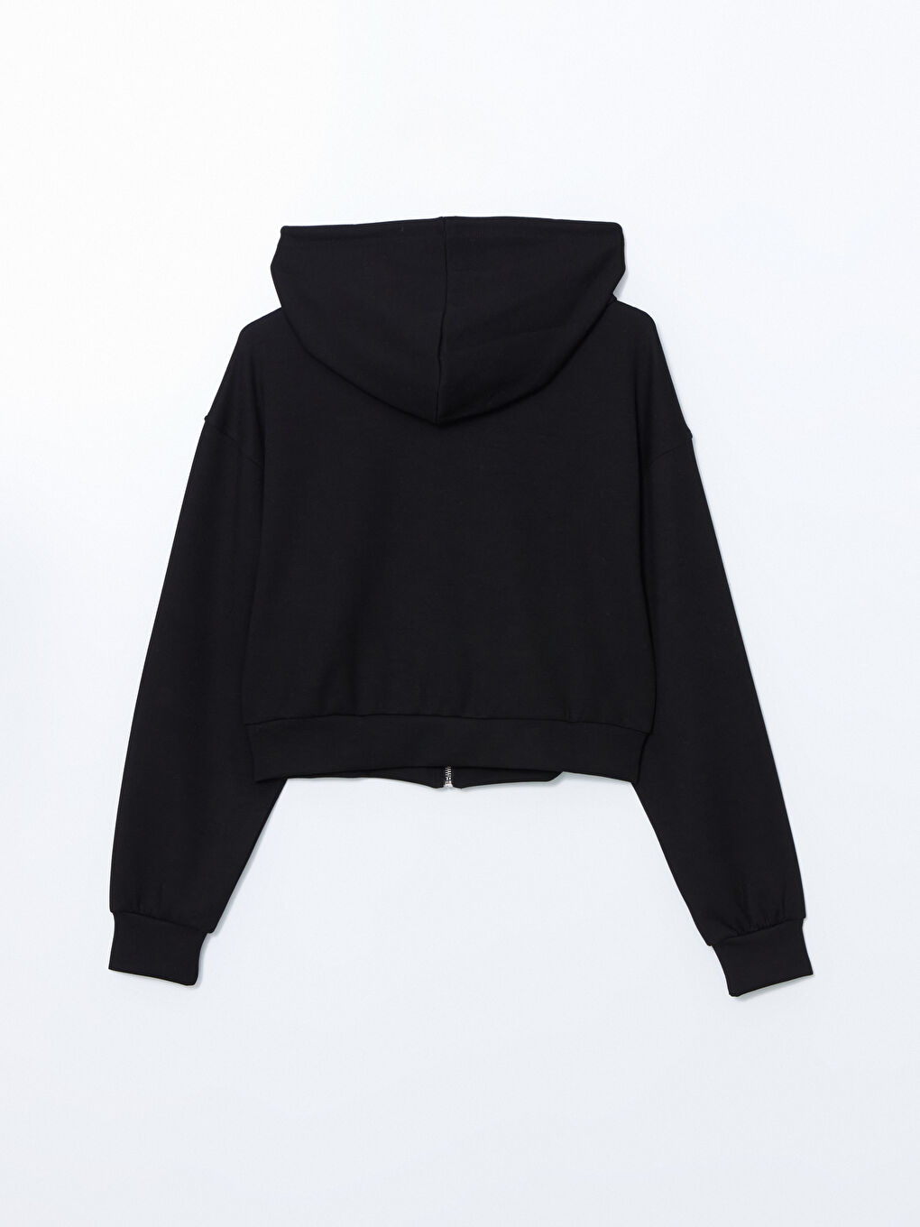 Siyah Kapüşonlu Kadın Fermuarlı Sweatshirt-5