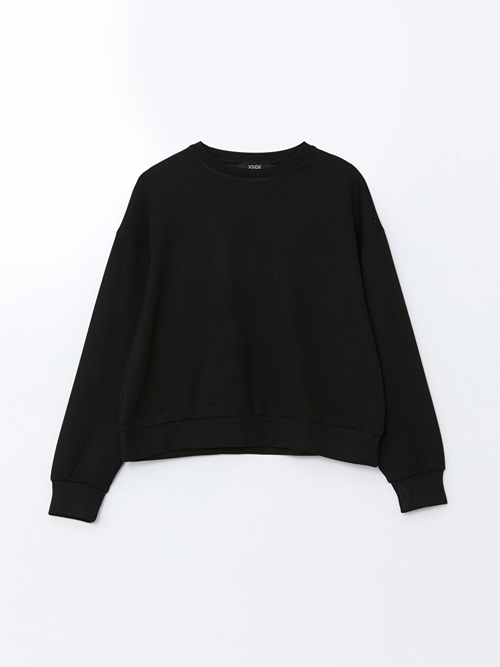 Siyah Bisiklet Yaka Oversize Kadın Sweatshirt-4
