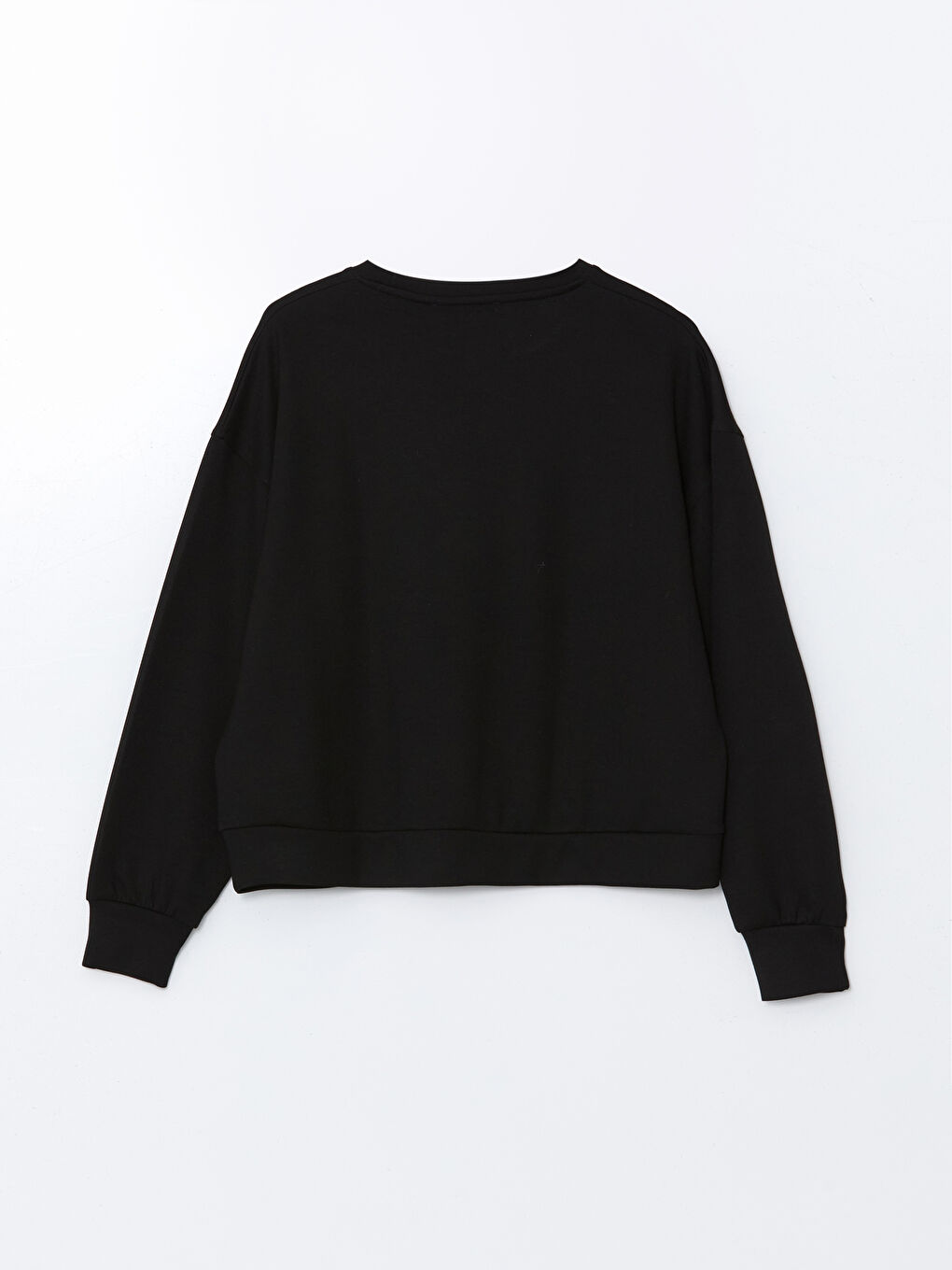 Siyah Bisiklet Yaka Oversize Kadın Sweatshirt-5
