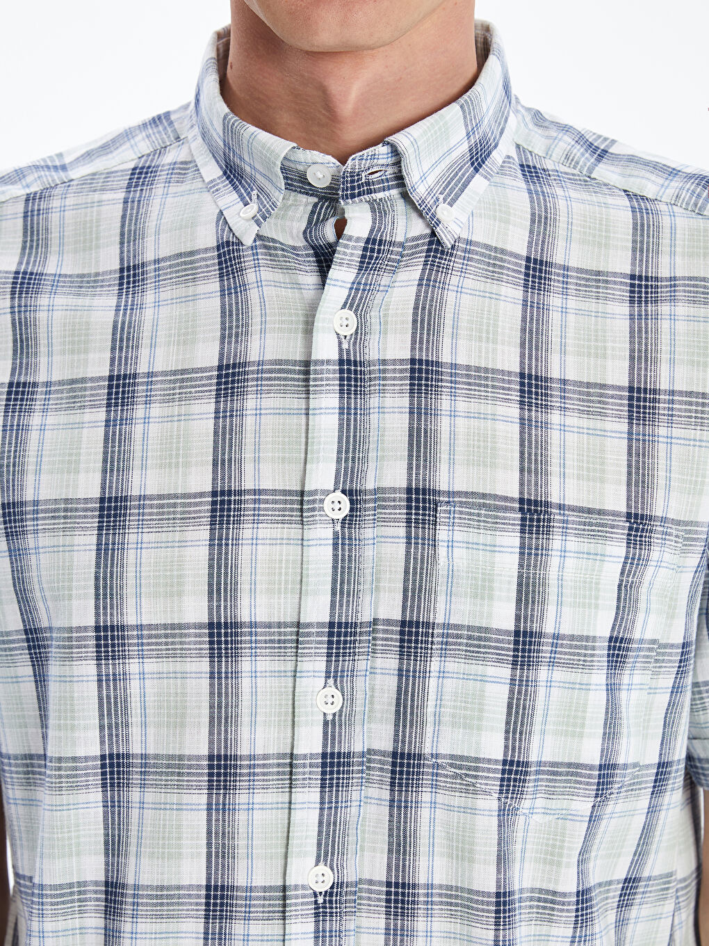 Yeşil Regular Fit Kısa Kollu Ekose Erkek Gömlek-2