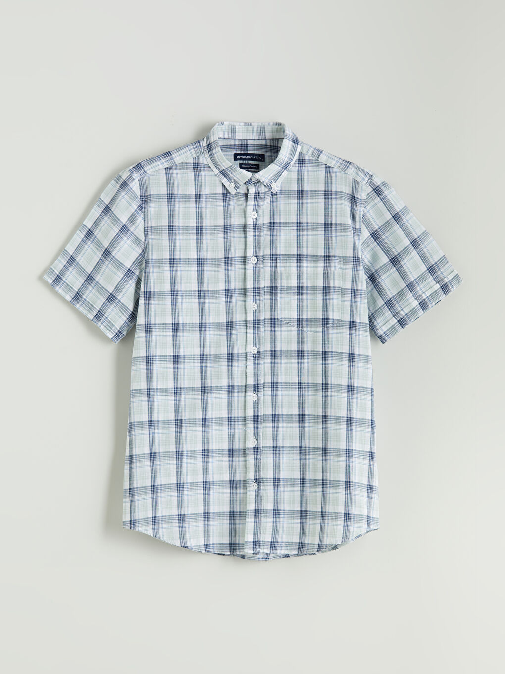 Yeşil Regular Fit Kısa Kollu Ekose Erkek Gömlek-4