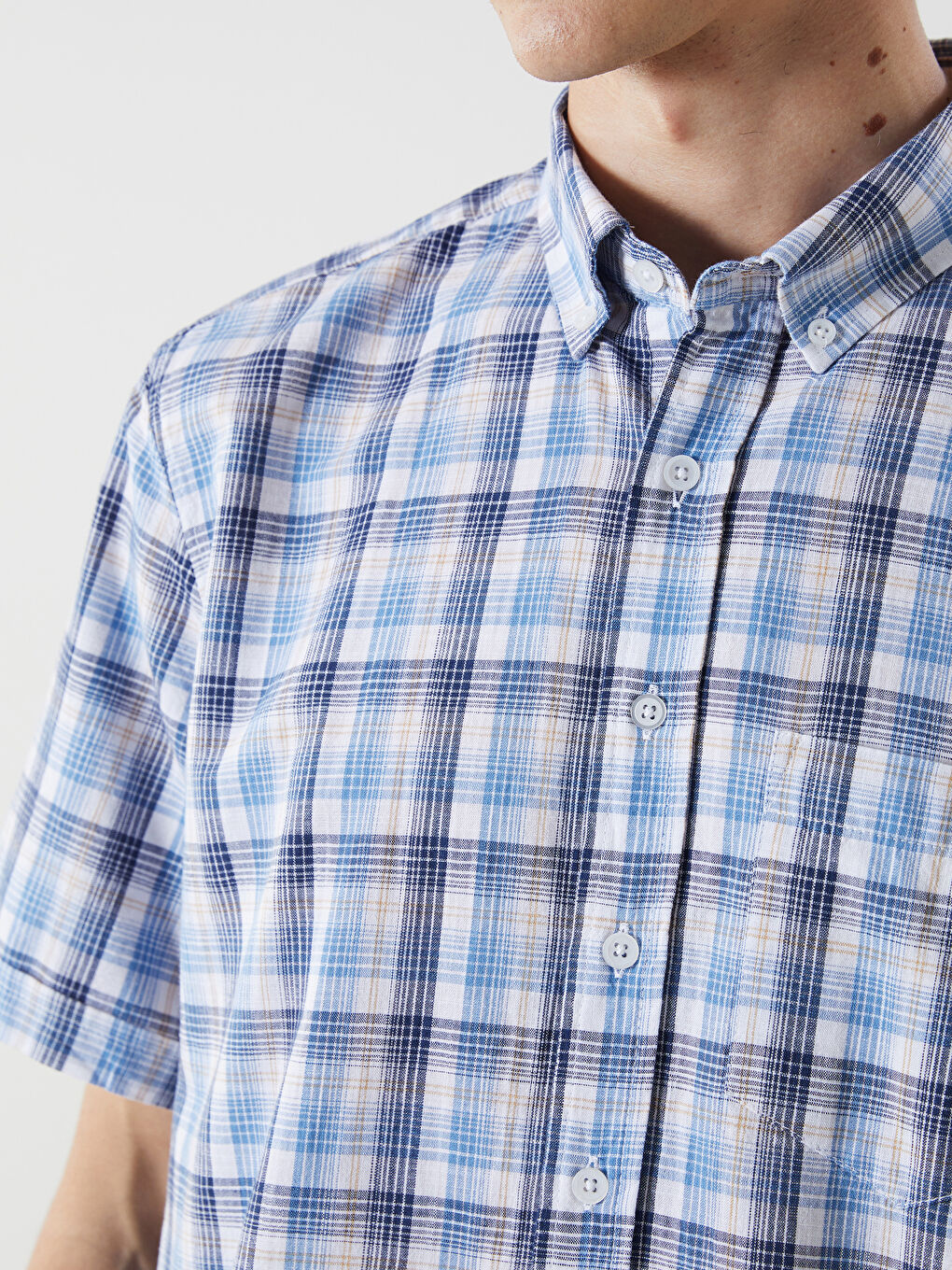 İndigo Regular Fit Kısa Kollu Ekose Erkek Gömlek-2