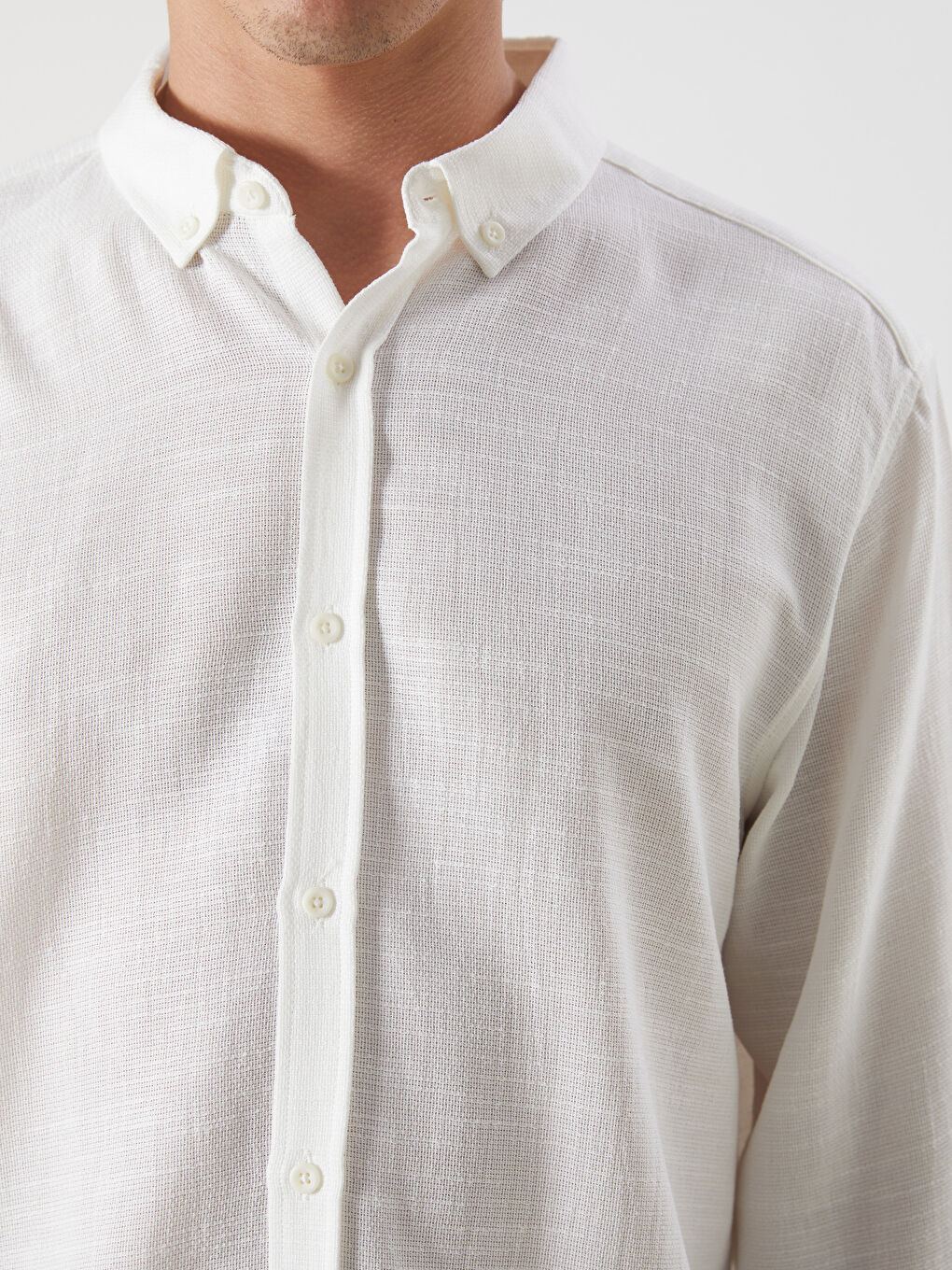 LCW Vision Slim Fit Long Sleeve Dobby Men's Shirt -W54507Z8-R9J