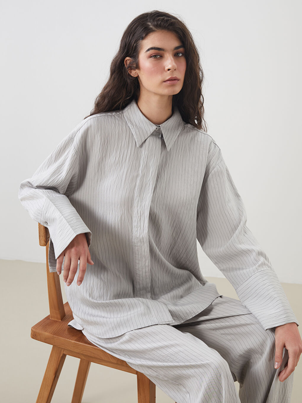 LCW Modest Modal Blend Oversize Women's Shirt Tunic -S5KS89Z8-LFX