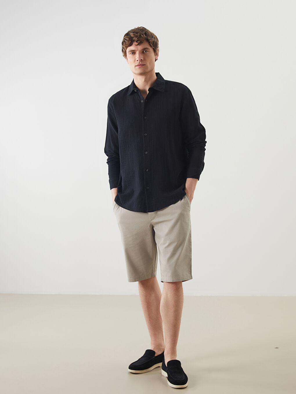 LCW Vision Relaxed Fit Long Sleeve Men's Shirt -W54508Z8-CVL
