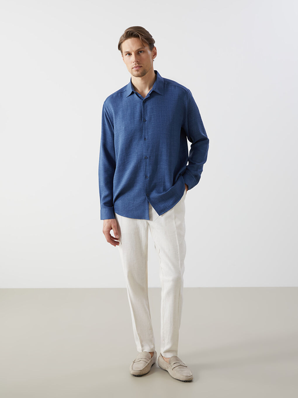 LCW Vision Regular Fit Long Sleeve Men's Shirt -W54512Z8-VLD