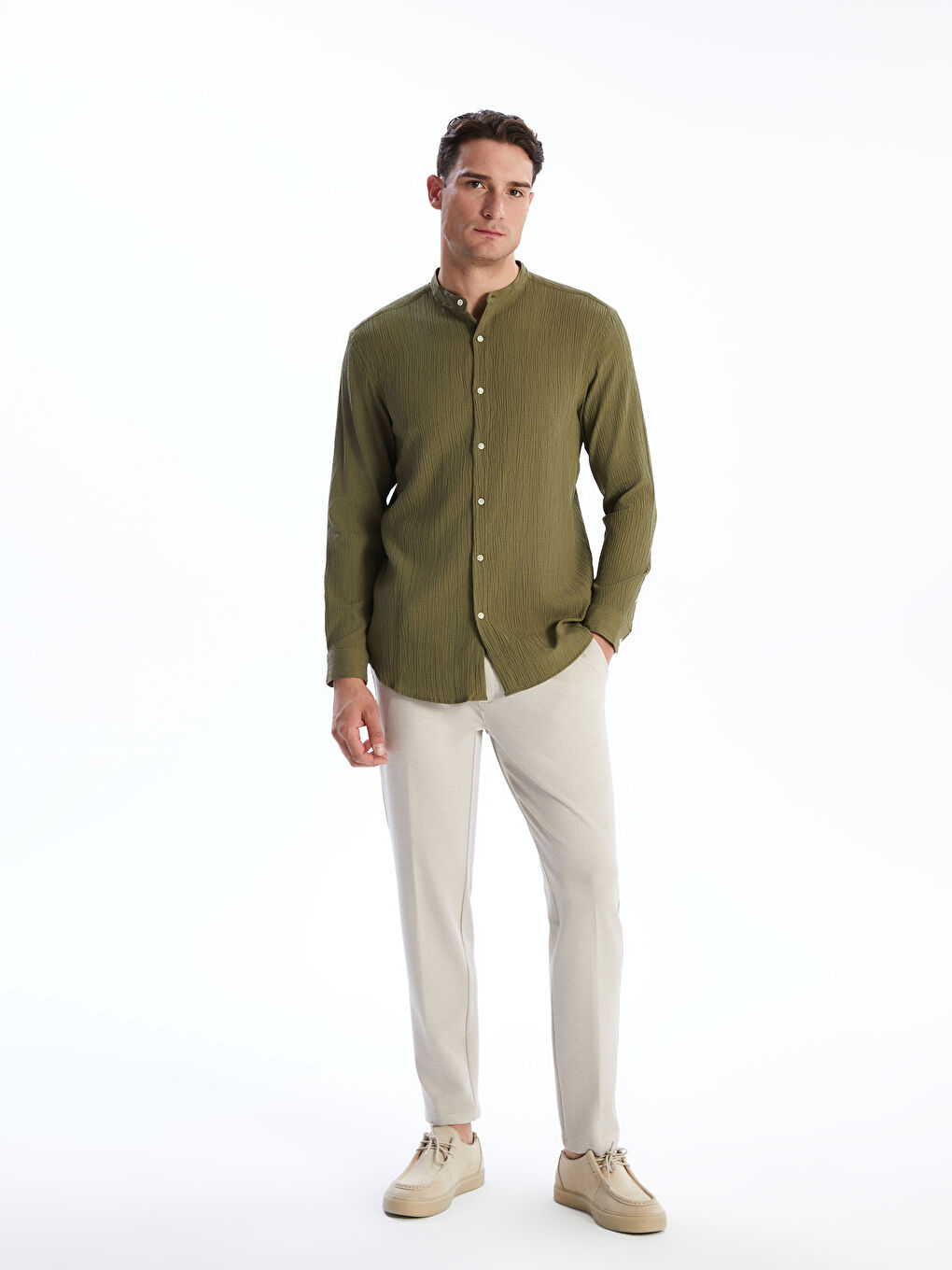LCW Vision Regular Fit Long Sleeve Men's Textured Shirt -W54513Z8-Z3Z