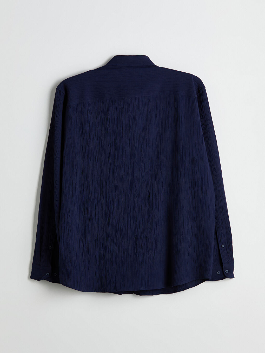 Lacivert Regular Fit Uzun Kollu Erkek Gömlek-5