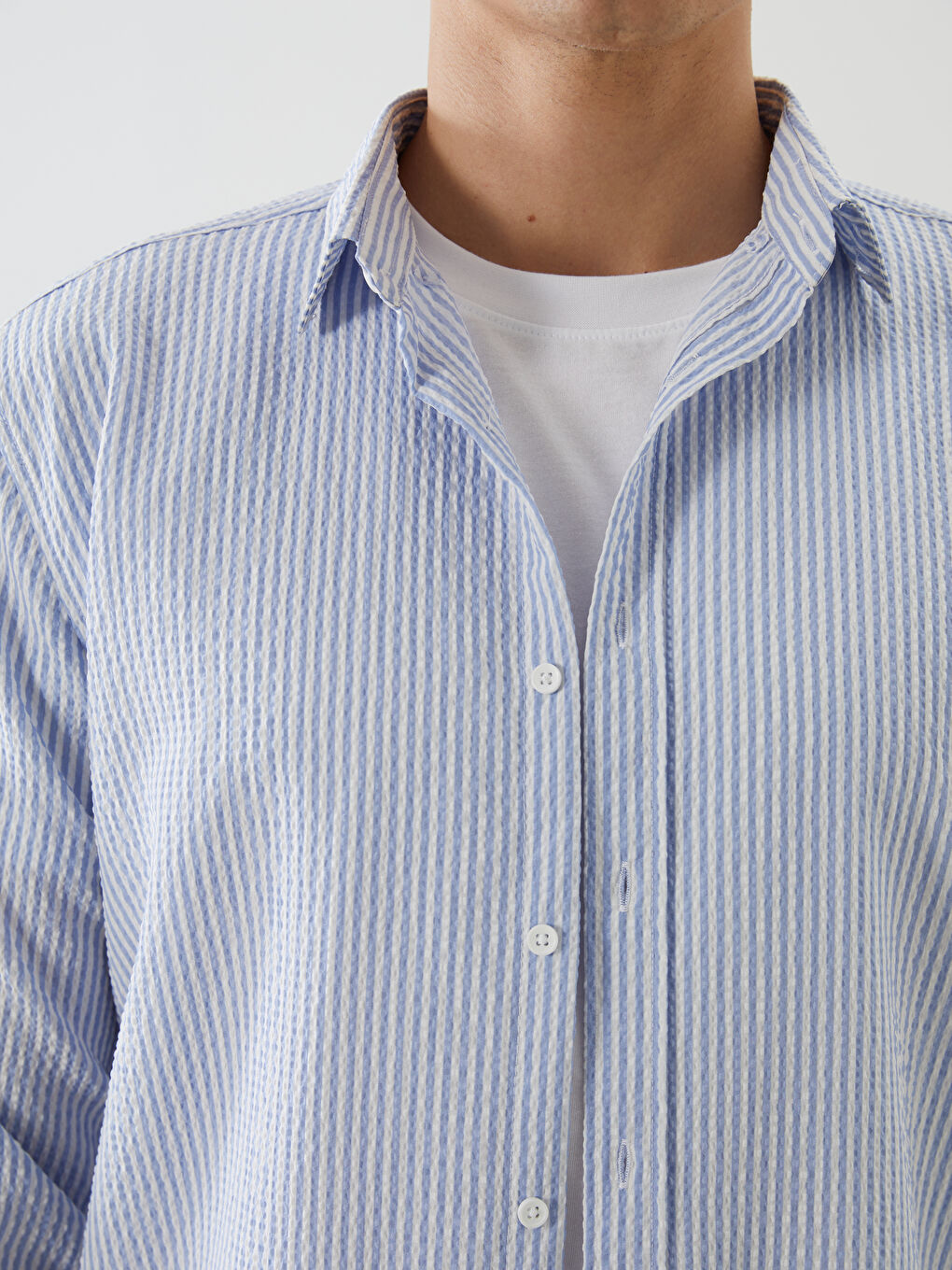 LCW Vision Slim Fit Long Sleeve Striped Men's Shirt -W54517Z8-S0S