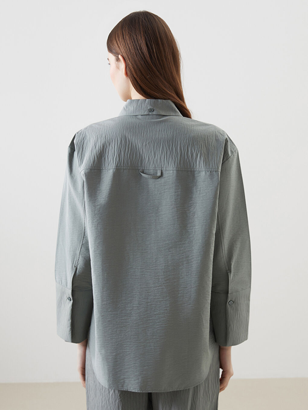 LCW Modest Haki Oversize Poplin Kadın Gömlek Tunik - 3