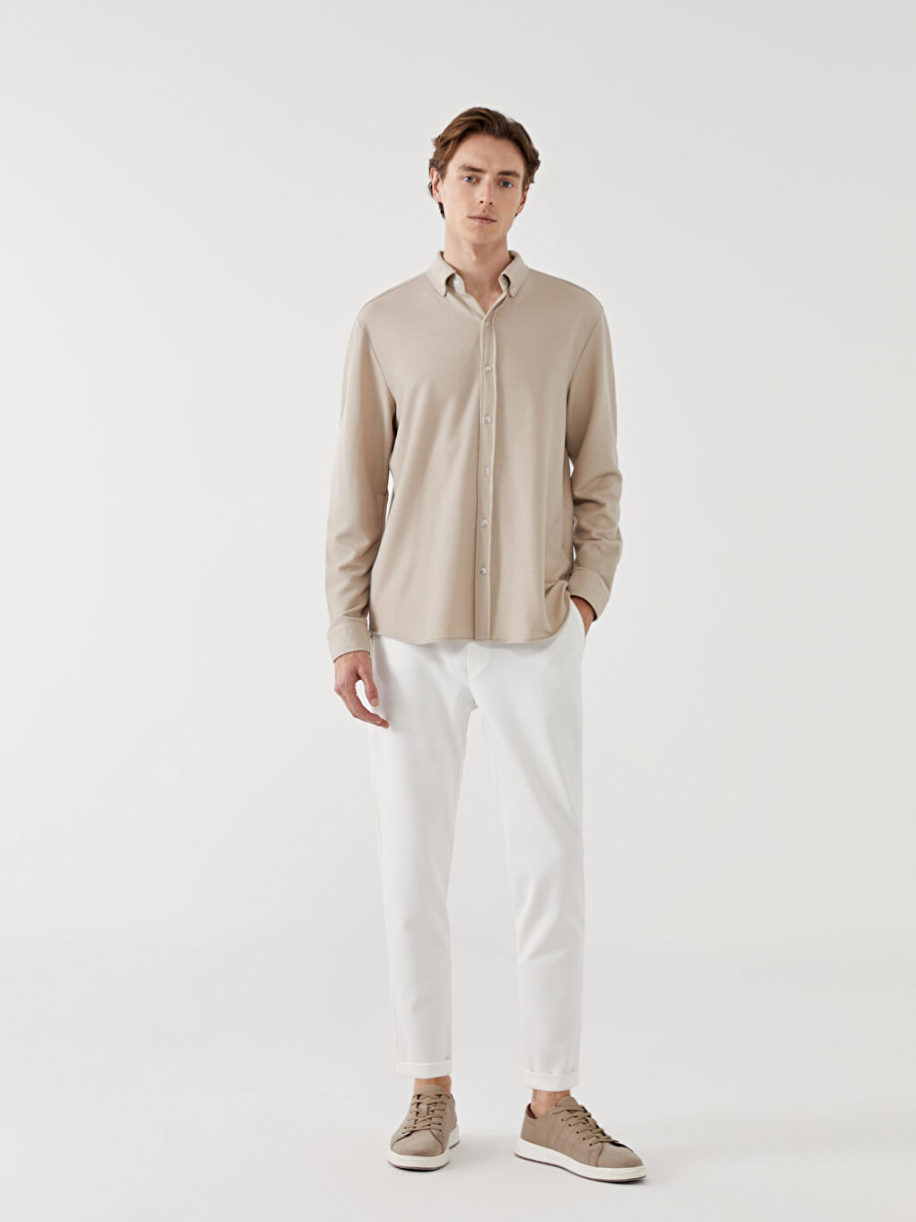 LCW Vision Slim Fit Long Sleeve Men's Textured Shirt -W54561Z8-SFF