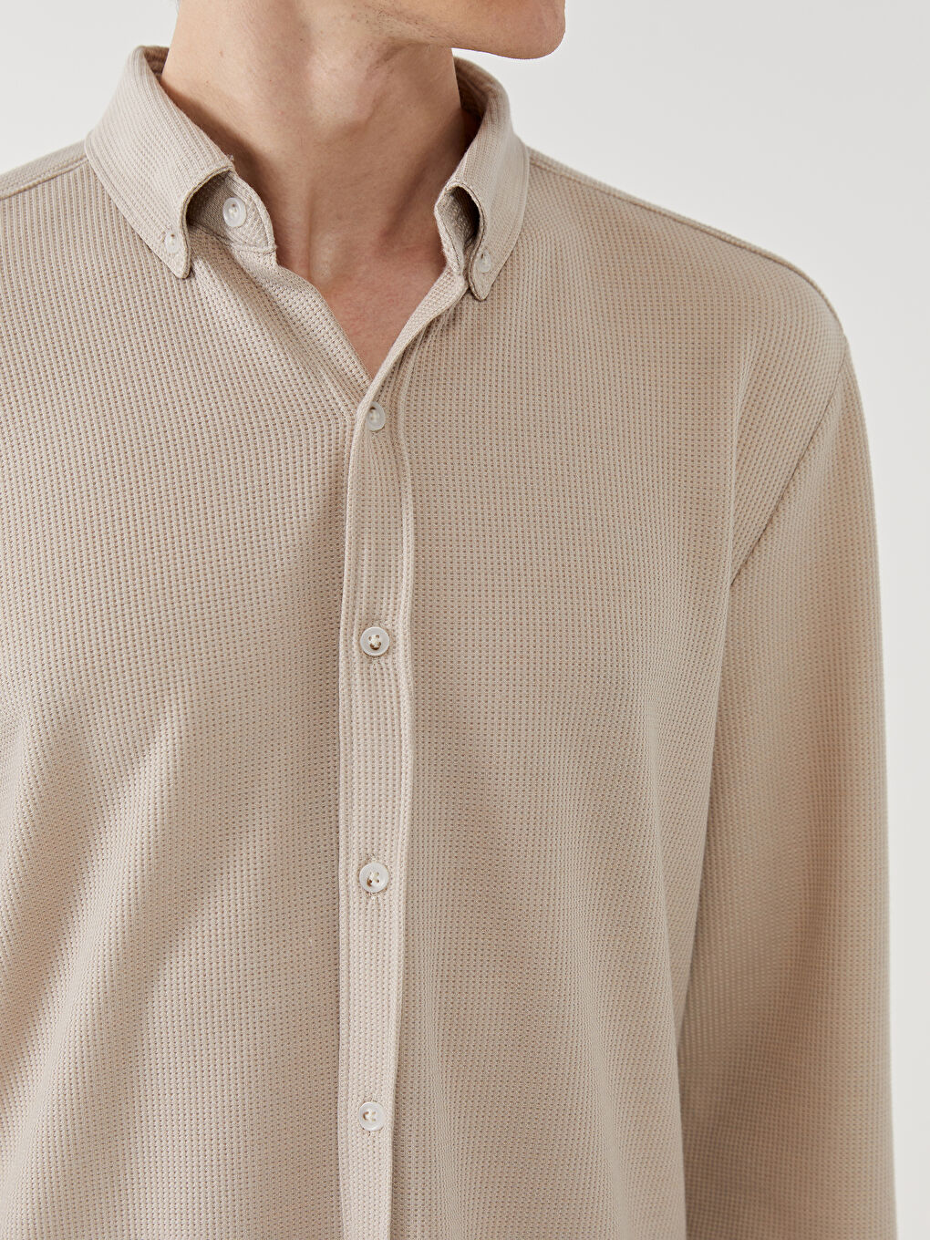 LCW Vision Slim Fit Long Sleeve Men's Textured Shirt -W54561Z8-SFF