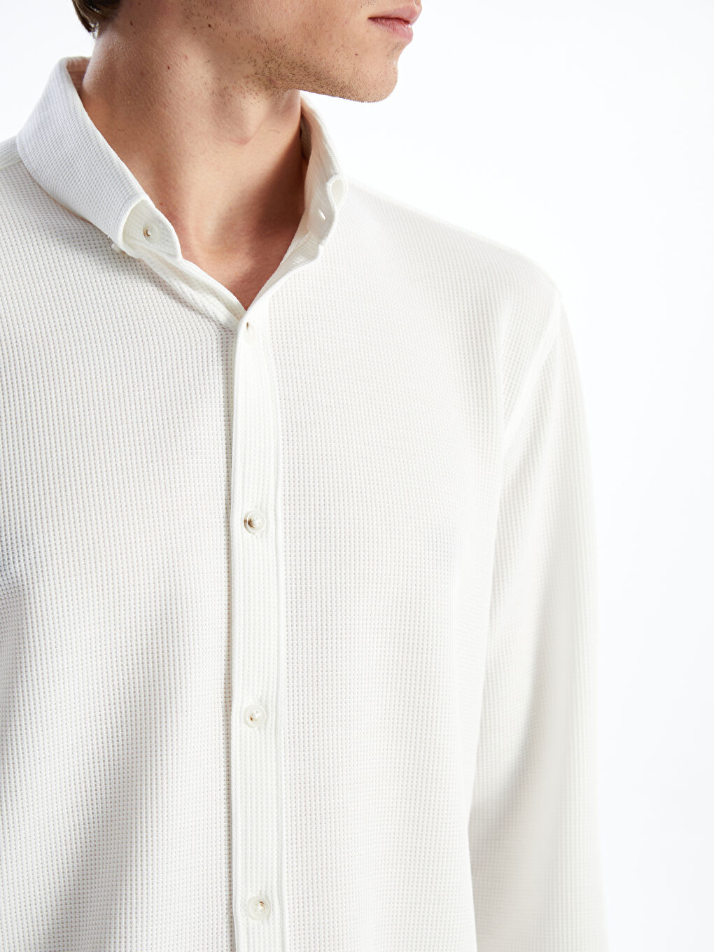Slim Fit Long Sleeve Men's Textured Shirt-5