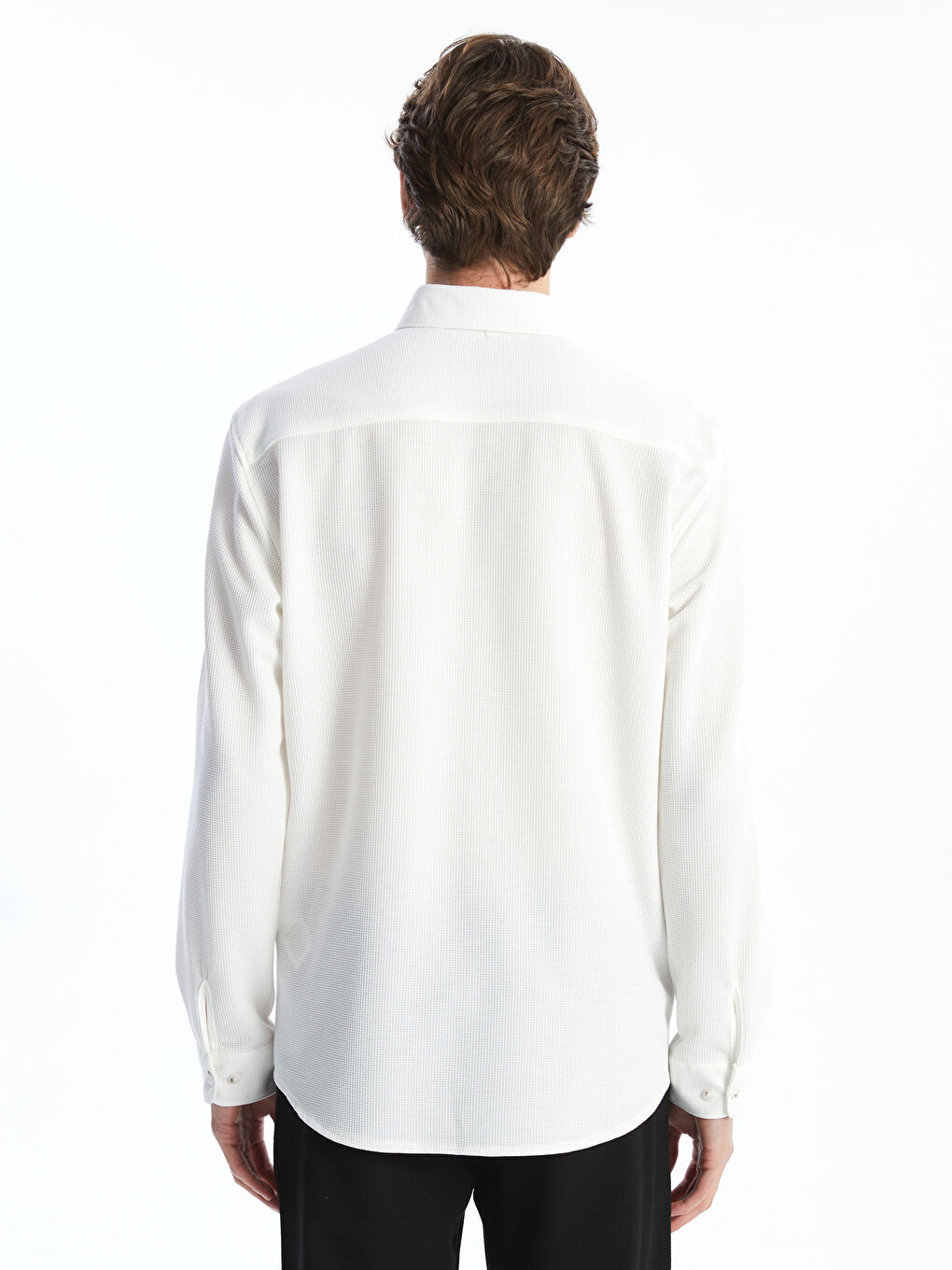 Slim Fit Long Sleeve Men's Textured Shirt-8