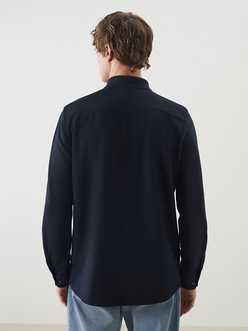 LCW Vision Slim Fit Long Sleeve Men's Textured Shirt -W54561Z8-RFH