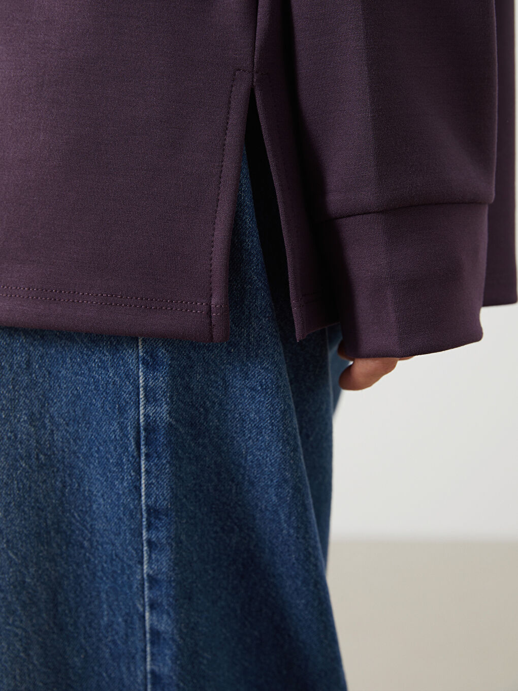 Mürdüm Bisiklet Yaka Oversize Kadın Sweatshirt-6