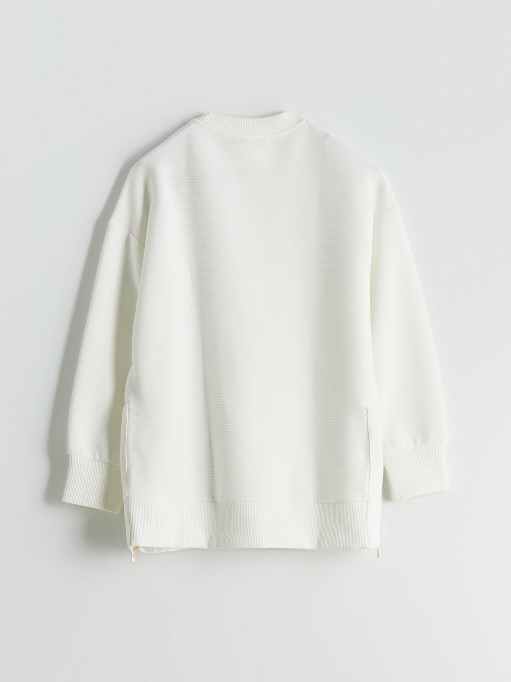 Ekru Bisiklet Yaka Oversize Kadın Sweatshirt Tunik-6