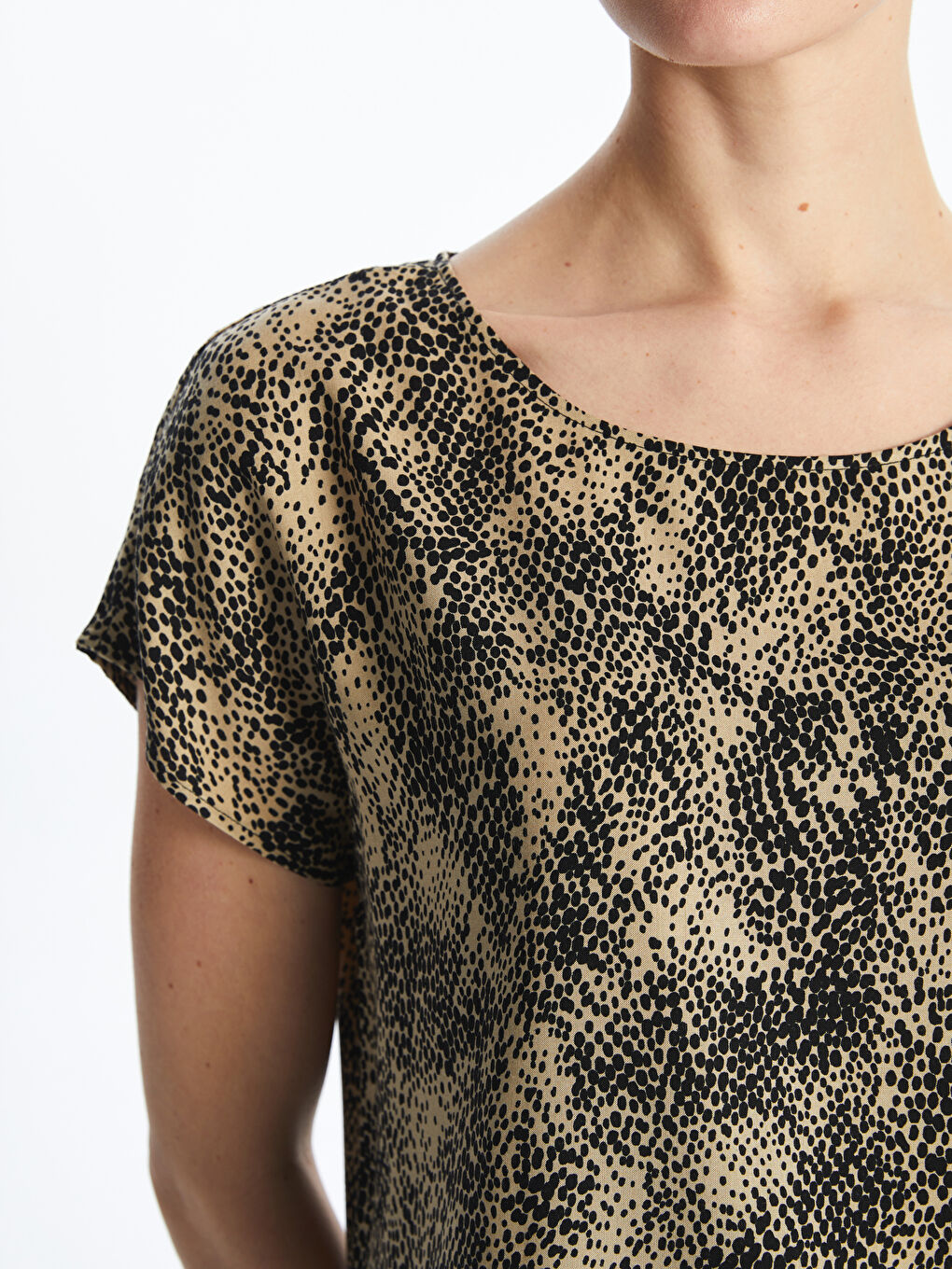 Crew Neck Patterned Women's Blouse -S5KT66Z8-LQY