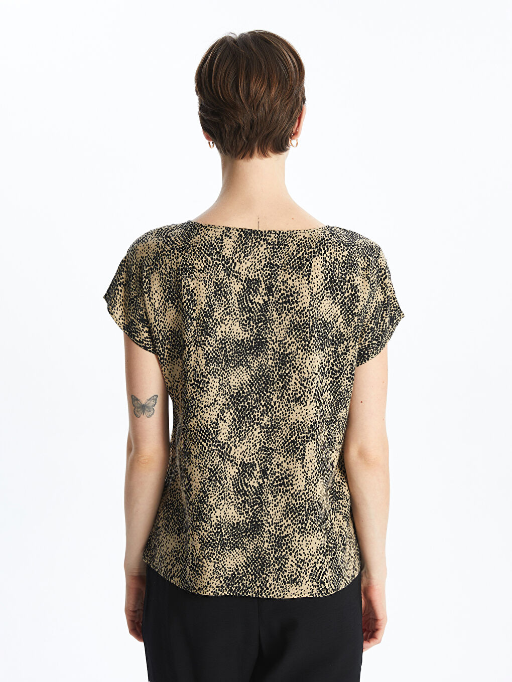 Crew Neck Patterned Women's Blouse -S5KT66Z8-LQY