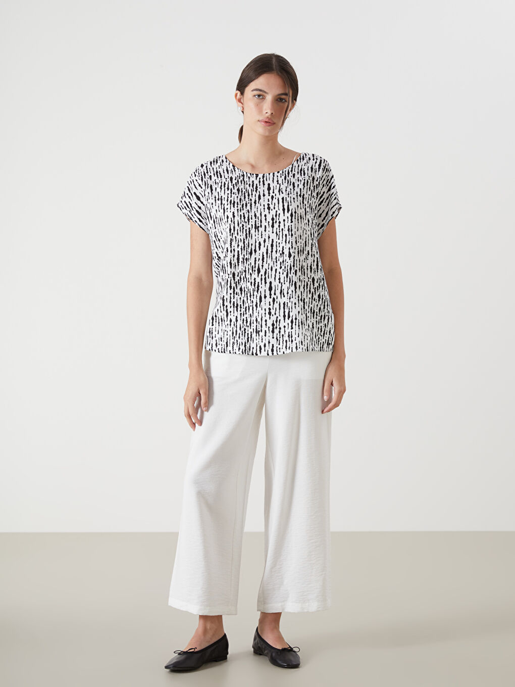 Crew Neck Patterned Women's Blouse -S5KT66Z8-LRA