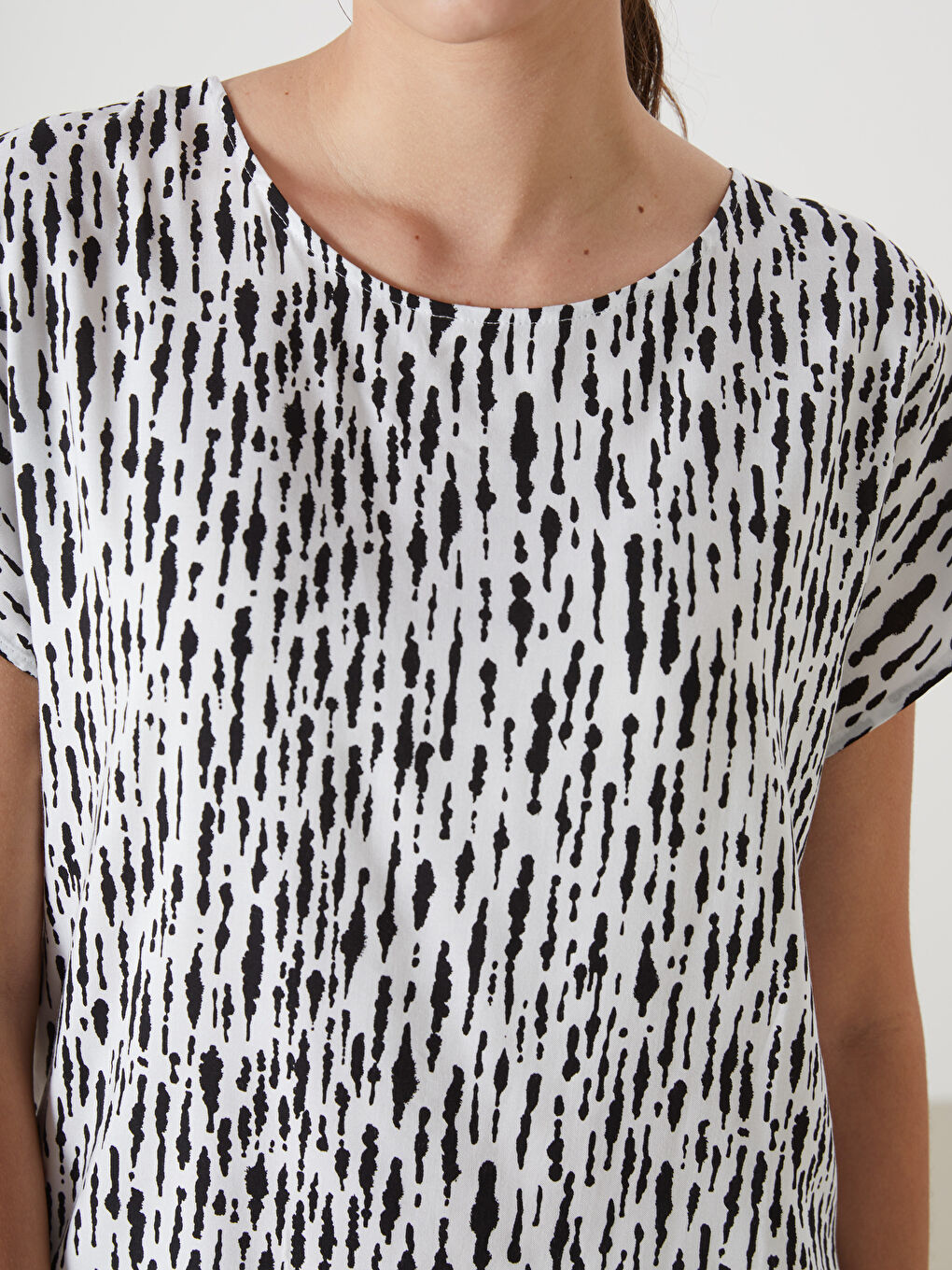 Crew Neck Patterned Women's Blouse -S5KT66Z8-LRA