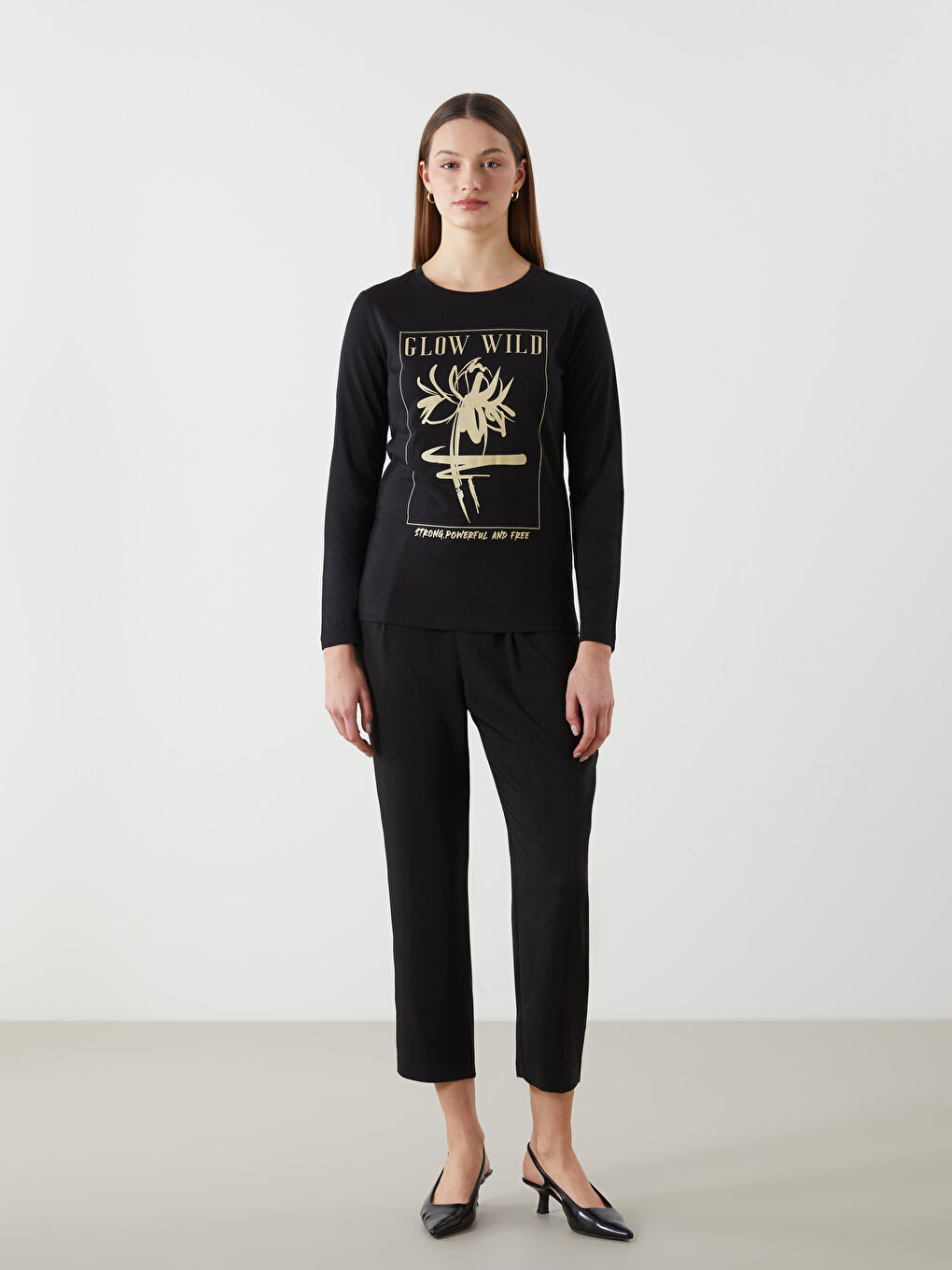 Crew Neck Printed Women's T-shirt -S5KU35Z8-CVL