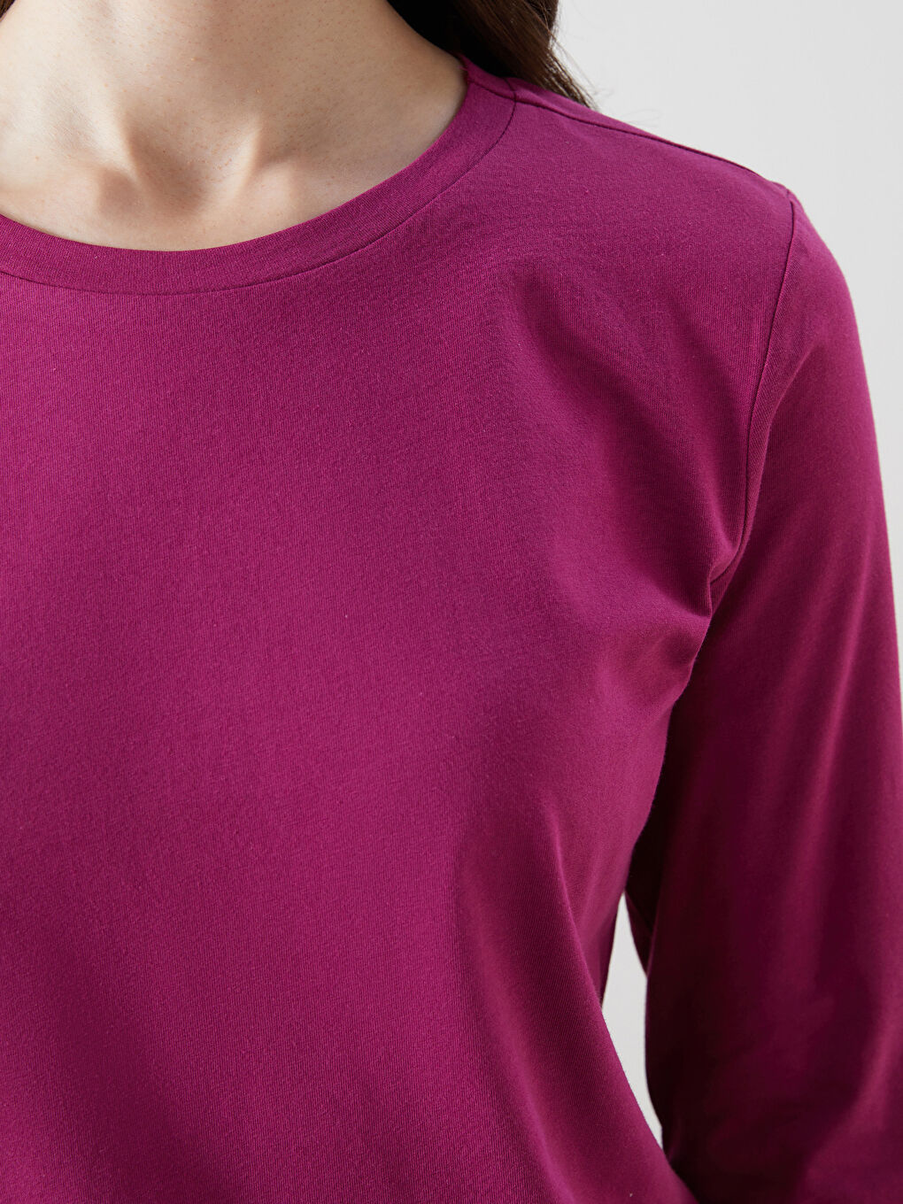 Crew Neck Plain Combed Cotton Women's T-Shirt -S5KU40Z8-HMD