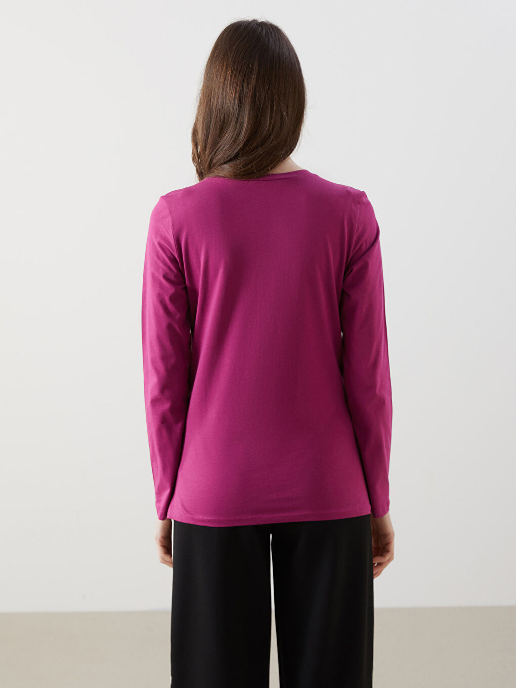 Crew Neck Plain Combed Cotton Women's T-Shirt -S5KU40Z8-HMD
