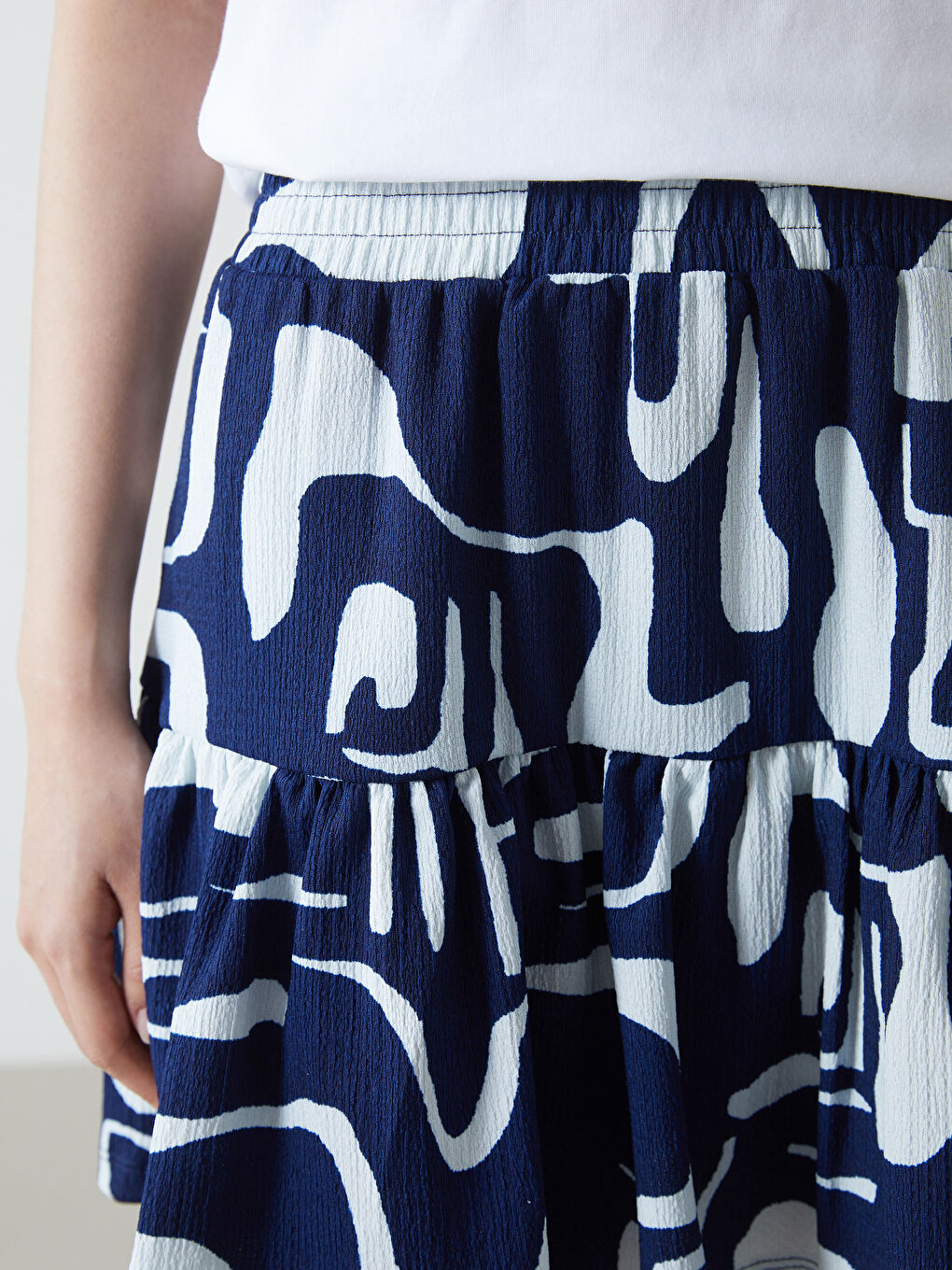Women's Elastic Waist Patterned Short Skirt -S5KU50Z8-LQQ