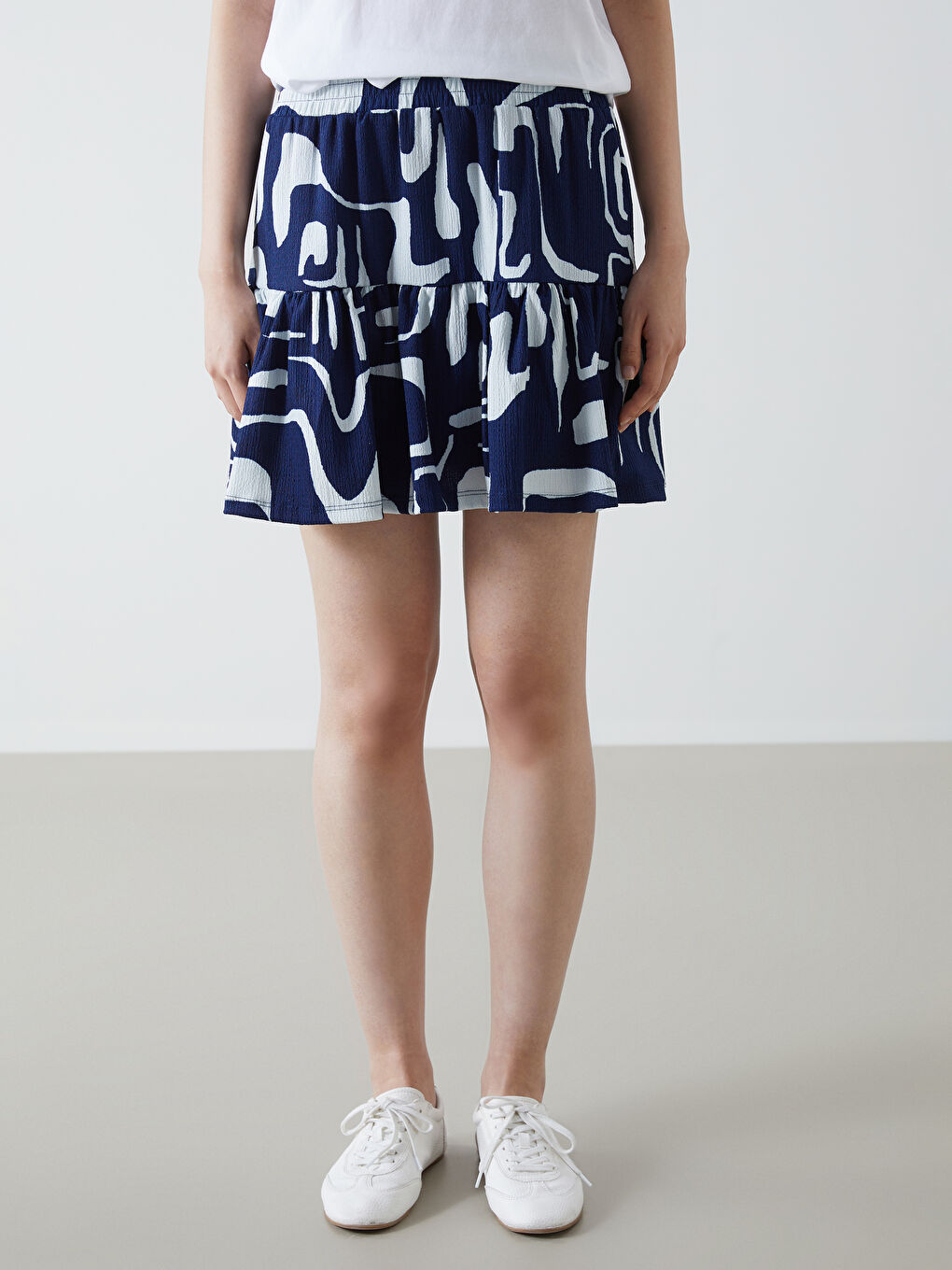 Women's Elastic Waist Patterned Short Skirt -S5KU50Z8-LQQ