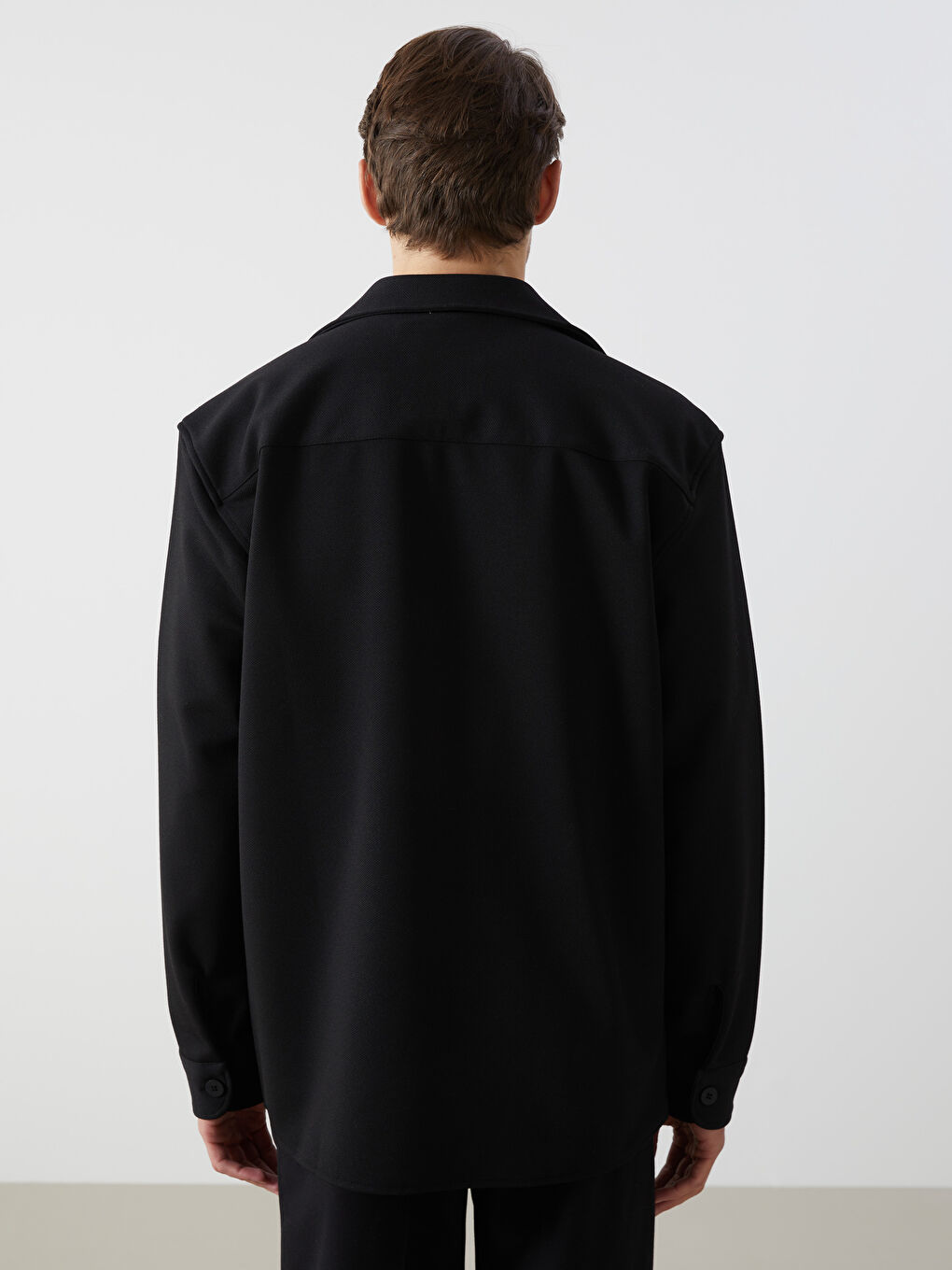 Siyah Regular Fit Uzun Kollu Erkek Gömlek Ceket-11